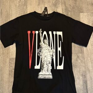 VLONE Black T-Shirt with Pink Accents